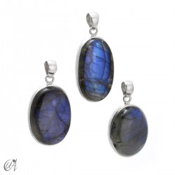 Set of 3 Labradorite and Sterling Silver Pendants