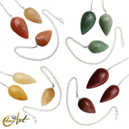 Pack of 12 Natural Stone Ovoid Pendulums