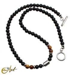 Obsidian and Steel Necklace with Tiger's Eye model 3