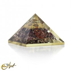 Orgonite Pyramid with Natural Amethyst and Copper Spiral