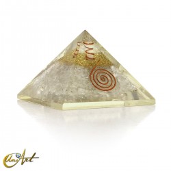 Pirámide Orgonita con Cuarzo Cristal y Espiral de Cobre