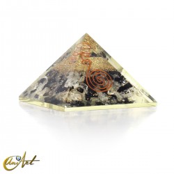 Orgonite Pyramid with Natural Cristal Quartz, Tourmaline and Copper Spiral