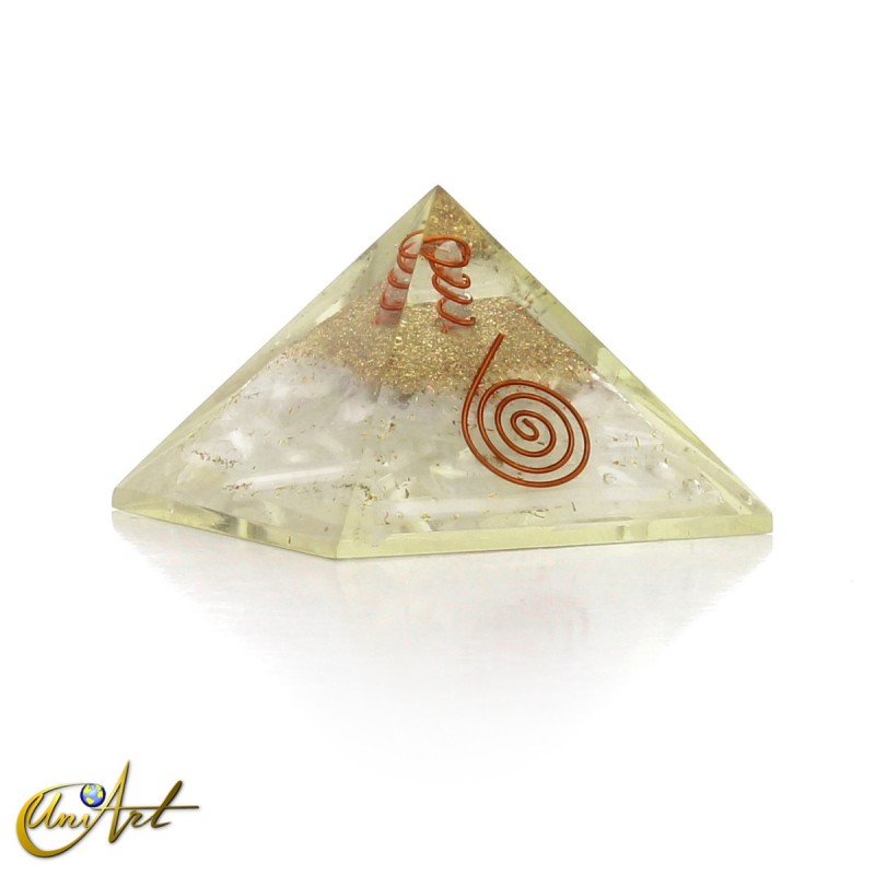 Orgonite Pyramid with Natural Selenita and Copper Spiral
