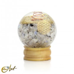 Orgonite Sphere with Flower of Life and Natural Moon Stone