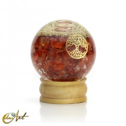 Orgonite Sphere with Carnelian and Tree of Life