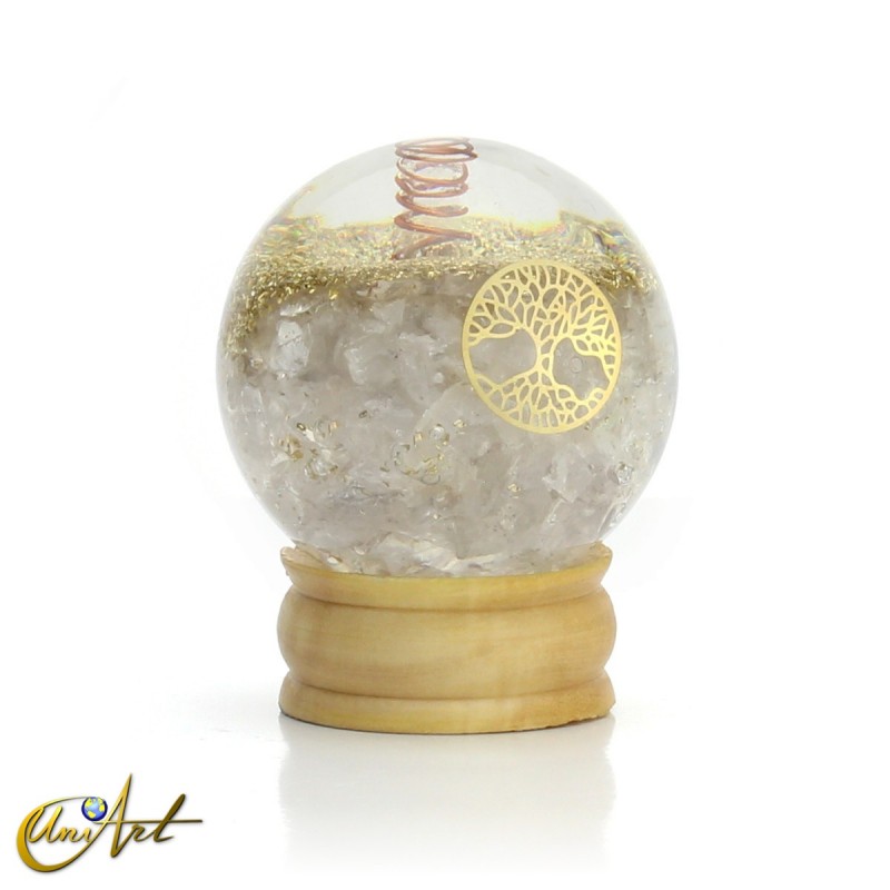 Orgonite Sphere with Clear Quartz and Tree of Life