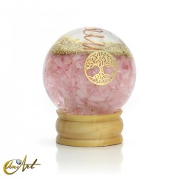 Orgonite Sphere with Rose Quartz and Tree of Life