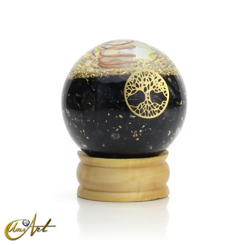 Orgonite Sphere with Black Tourmaline and Tree of Life