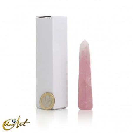 Eight-Sided Rose Quartz Point and box