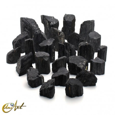 5 kilograms of rough black tourmaline with a flattened base