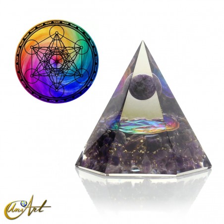 Hexagonal Orgonite with Sphere and Amethyst Model 2