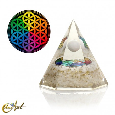 Hexagonal Orgonite with Sphere and White Quartz