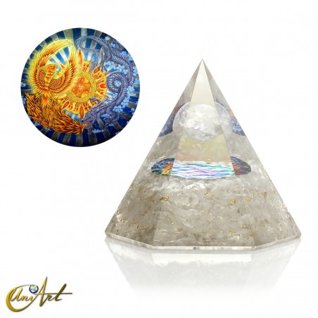 Hexagonal Orgonite with Sphere and Cristal Quartz