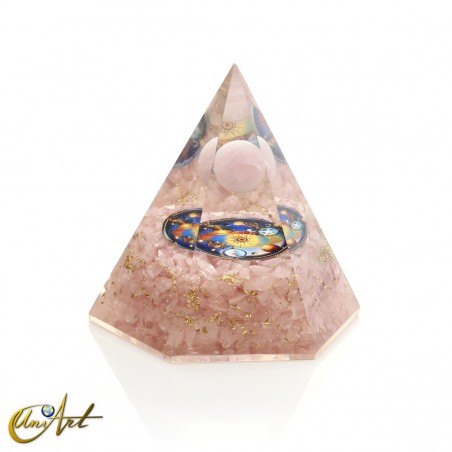 Hexagonal Orgonite with Sphere and Rose Quartz