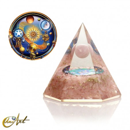 Hexagonal Orgonite with Sphere and Rose Quartz