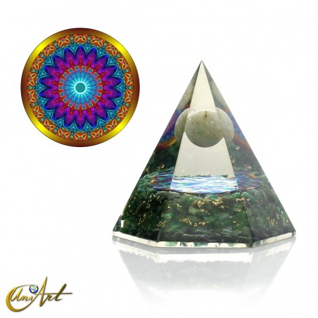 Hexagonal Orgonite with Sphere and Green Jade