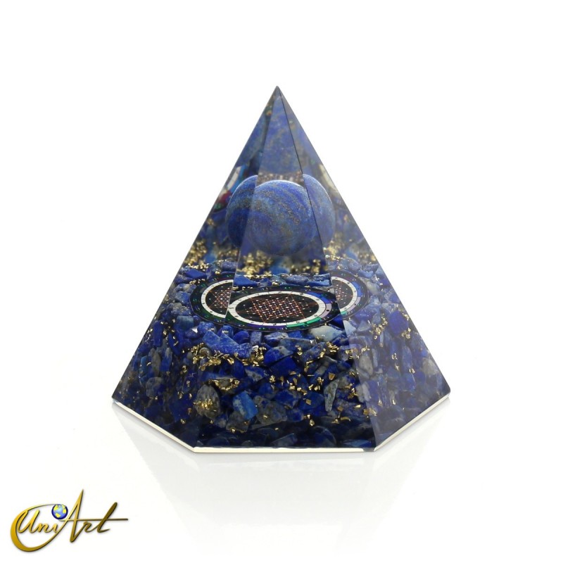 Hexagonal Orgonite with Sphere and Lapis Lazuli