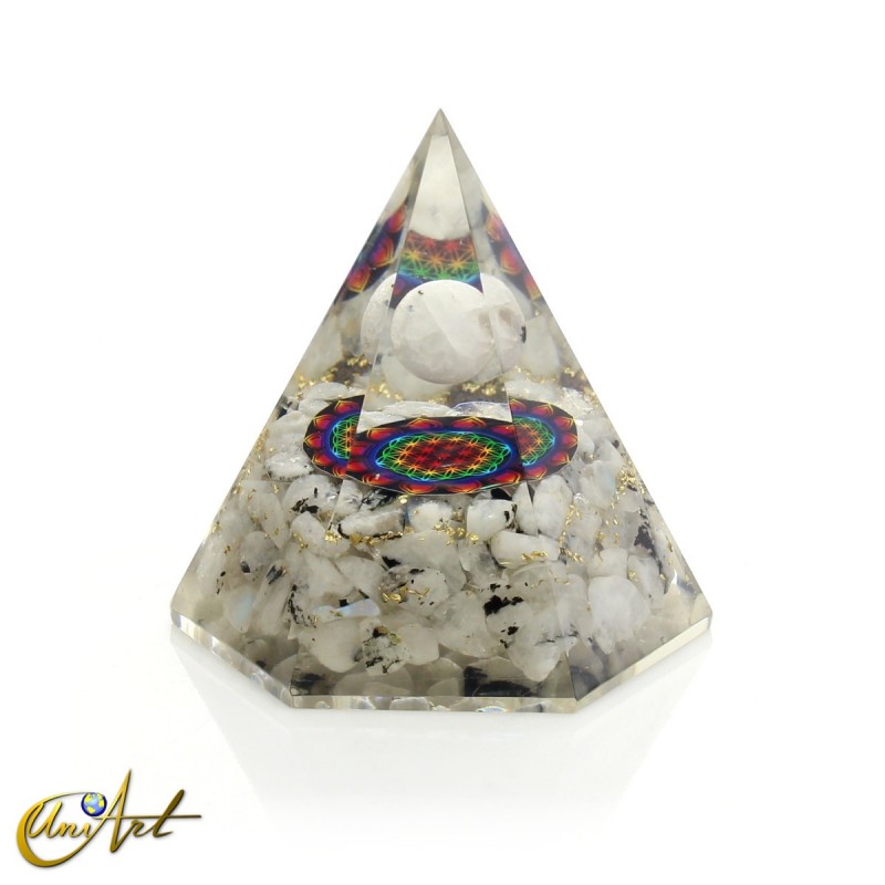 Hexagonal Orgonite with Sphere and Moonstone