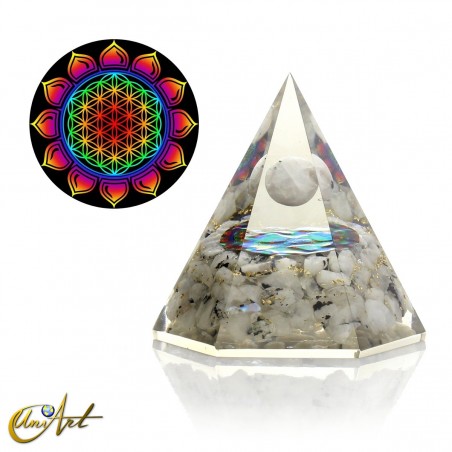 Hexagonal Orgonite with Sphere and Moonstone