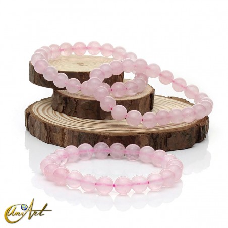 Pulsera de cuarzo rosa - 8 mm