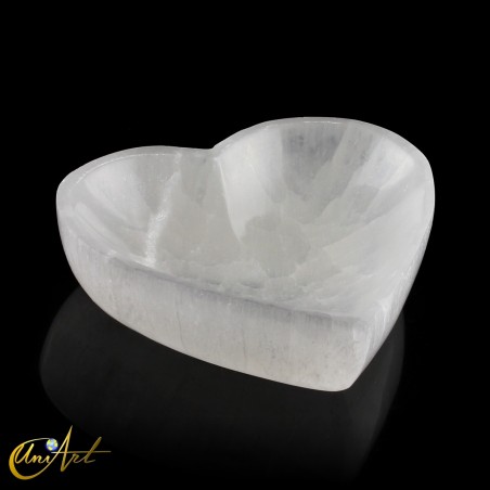 Heart-Shaped Selenite Bowl, 14 cm