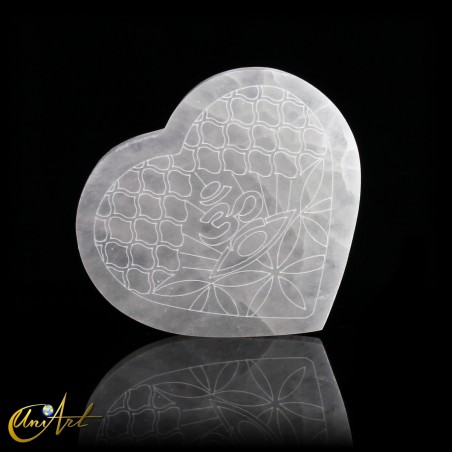 Placa de selenita en forma de corazón, 14cm - OM
