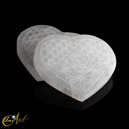 Placa de selenita en forma de corazón, 14cm - OM