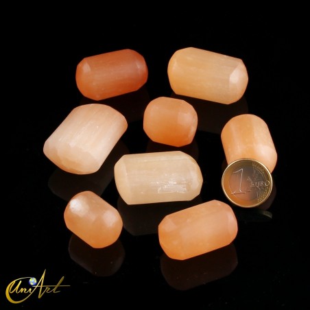 Cantos rodados de selenita naranja, 200 gramos