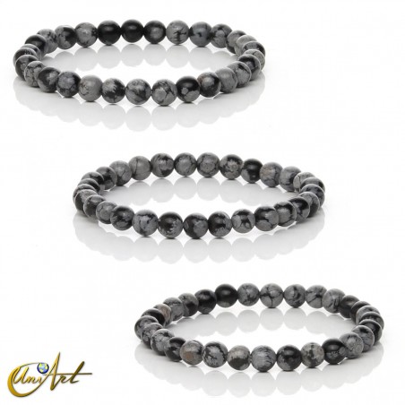 Snowflake natural obsidian bracelet – 6 mm
