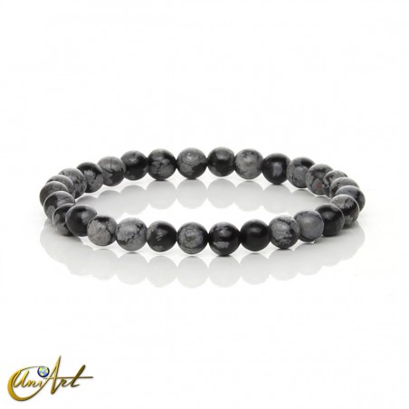 Snowflake natural obsidian bracelet – 6 mm