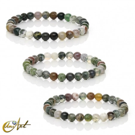 Indian Moss Agate Bracelet, 6 mm