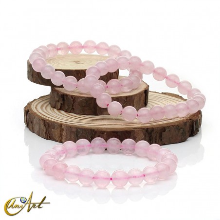 Pulsera de cuarzo rosa natural, 8 mm
