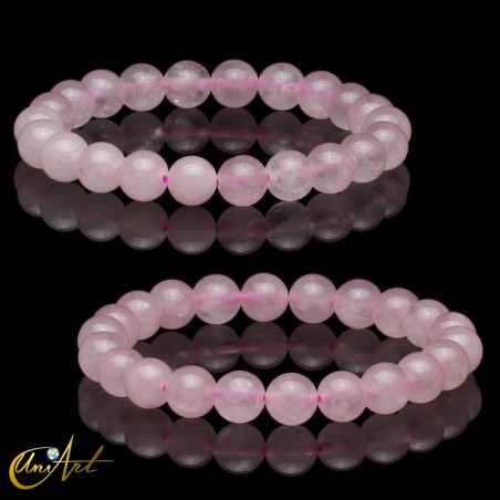 Natural rose quartz bracelet, 8 mm