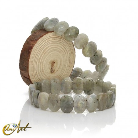 Pulsera de piedras naturales ovales facetadas, labradorita