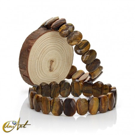 Pulsera de piedras naturales ovales facetadas, ojo de tigre