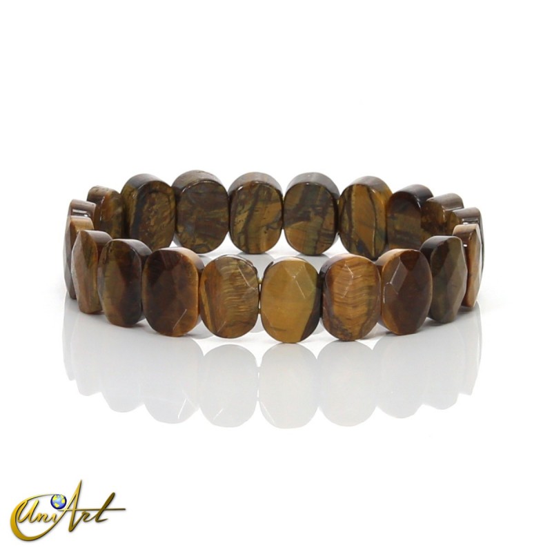 Pulsera de piedras naturales ovales facetadas, ojo de tigre