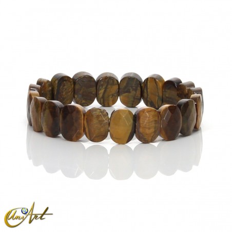Pulsera de piedras naturales ovales facetadas, ojo de tigre