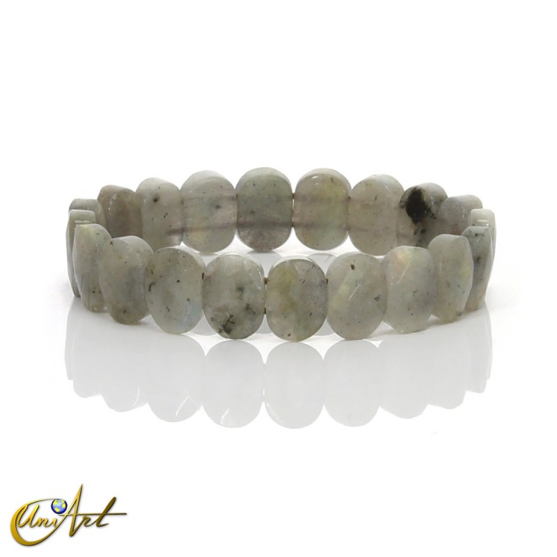 Pulsera de piedras naturales ovales facetadas, labradorita