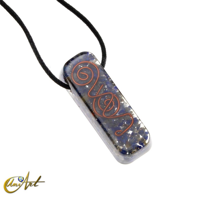 Colgante de orgonita rectangular sin engarce de metal, lapislázuli