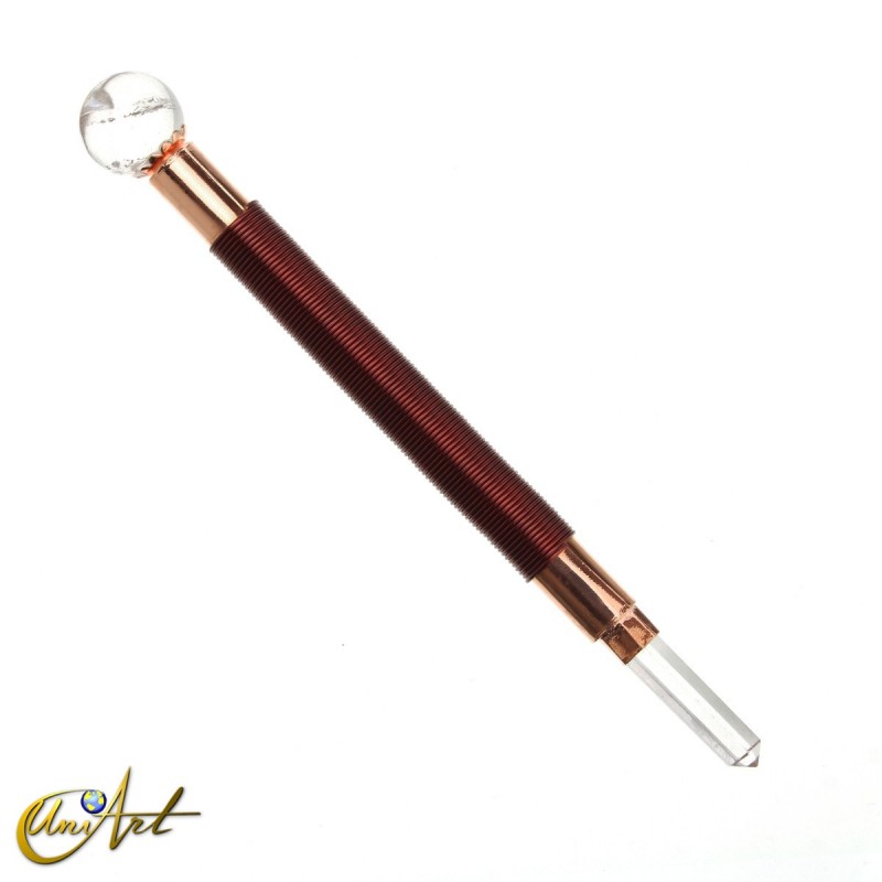 Varita de poder de cobre y cuarzo