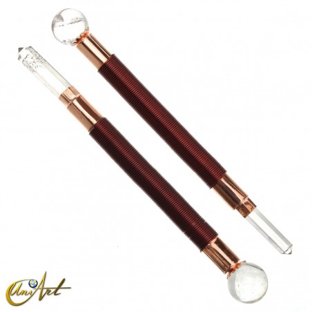 Varita de poder de cobre y cuarzo