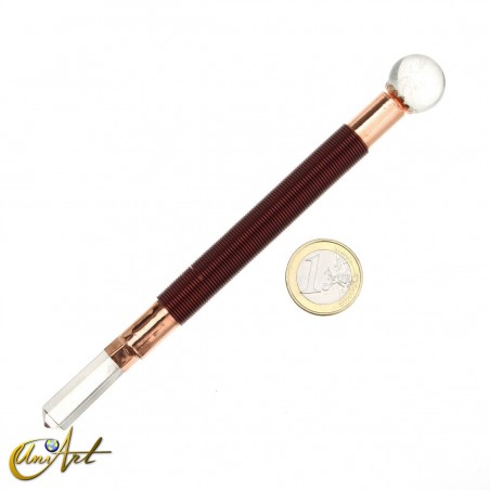Varita de poder de cobre y cuarzo
