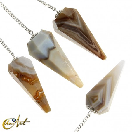 Péndulo de ágata bandeada natural, 6 caras