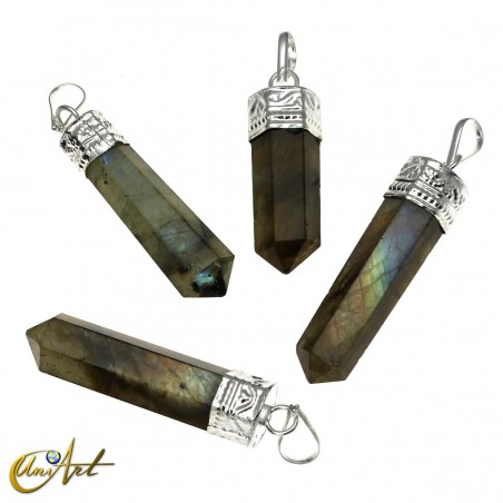 Labradorite faceted point pendant