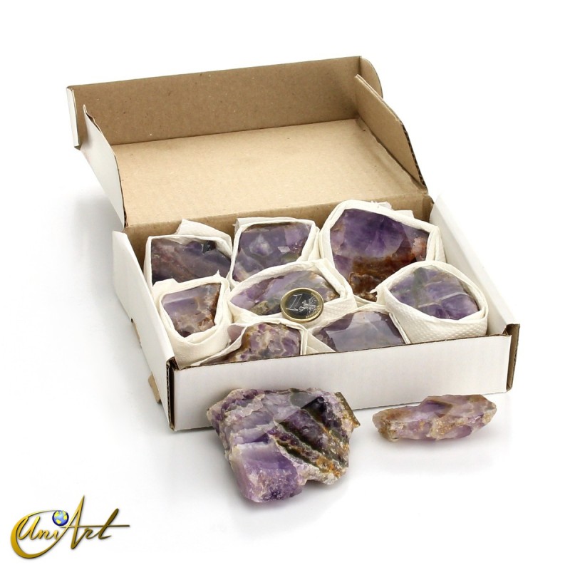 Semi-polished african amethyst, 1-kilo box