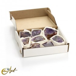 Semi-polished african amethyst, 1-kilo box