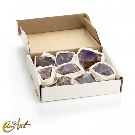Semi-polished african amethyst, 1-kilo box