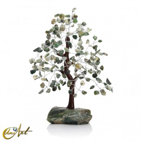 Tree with 200 chips and natural moss agate base