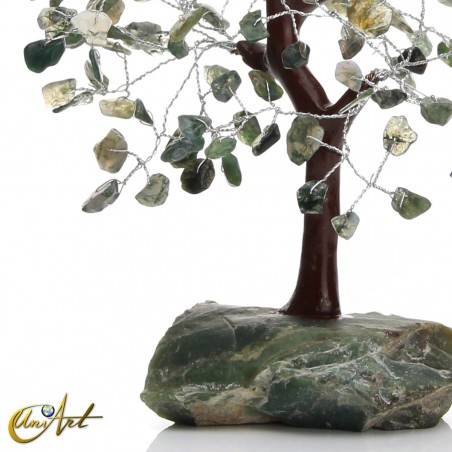 Tree with 200 chips and natural moss agate base