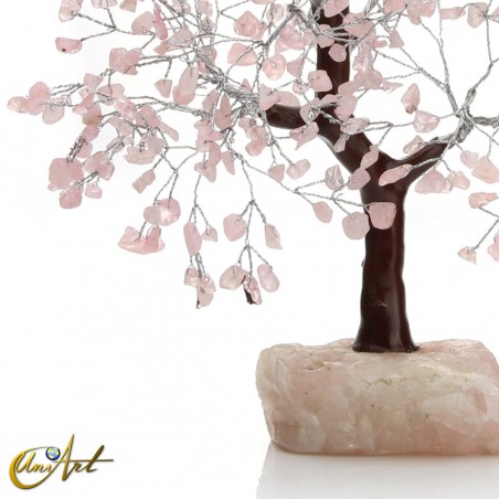 Árbol de 500 chips con base de cuarzo rosa natural